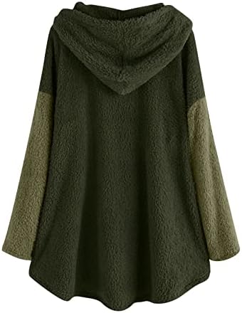 Fragarn Női Őszi-Téli Alkalmi egyszínű Plüss Meleg Kapucnis Plus Size Kabát