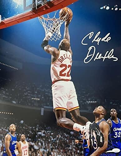 Clyde Drexler Aláírt Dedikált 16x20 Fotó SZÖVETSÉG Authen Houston Rockets 3 - Dedikált NBA-Fotók