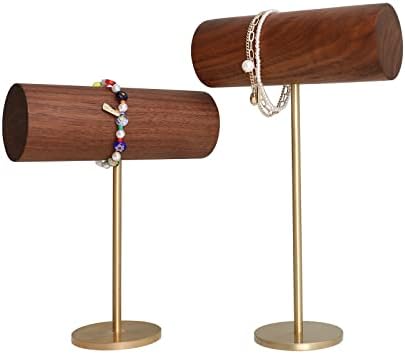 GemeShou Dió karkötő szervező állvány, fából készült karkötő jogosult órát állni kijelző ékszerek T bár szervező Asztali lakberendezés【Dió