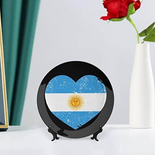 Argentína Retro Szív Alakú Zászló porcelán Díszítő Tányér, Kerámia lapok Kézműves Display Állvány Home Office Fali Dekoráció