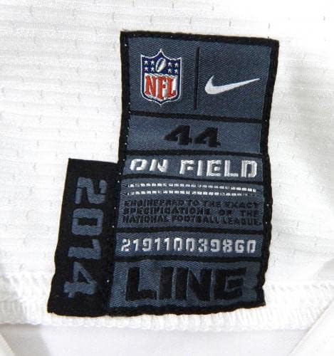 2014-ben a San Francisco 49ers 82 Játék Kiadott Fehér Jersey 44 14 - Aláíratlan NFL Játék Használt Mezek