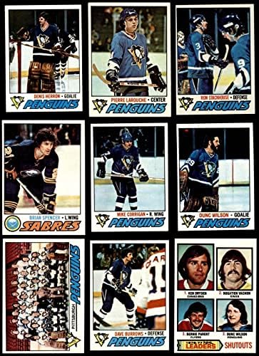 1977-78 Topps Pittsburgh Penguins Csapata Beállítása 6.5 - EX/MT+ - Asztalon Jégkorong Kártyák