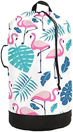 Flamingók Növények Mosoda Táska Heavy Duty Mosoda Hátizsák, vállpántok Kezeli Utazási csomagot a vákuumzáras Piszkos Ruhát Szervező