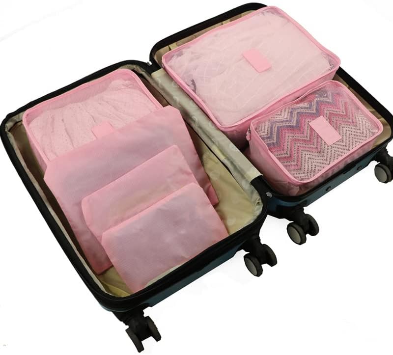 Utazási tároló 6-darab poggyász, valamint a ruházat vízálló válogatás táska tároló táska 6-darabos készlet (Rózsaszín)