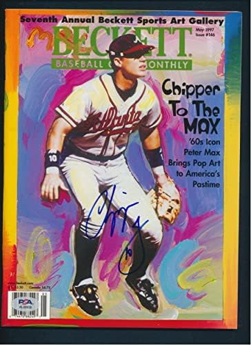 Chipper Jones Aláírt Magazin Autogramot PSA/DNS AL88938 - Dedikált MLB Magazinok