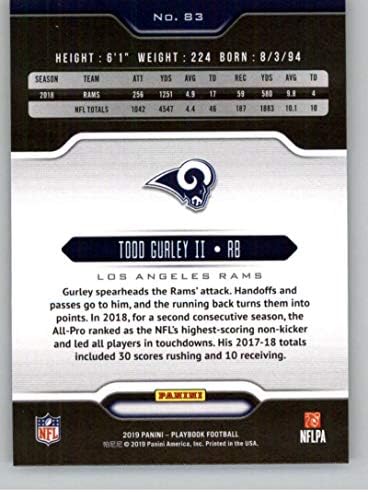 2019 Panini Playbook 83 Todd Gurley II Los Angeles Rams NFL Labdarúgó-Trading Card