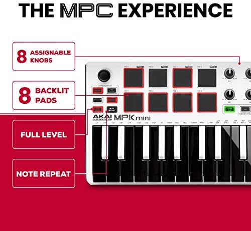 Akai Professional MPK Mini MKII | 25 Kulcs USB-s MIDI Billentyűzet, Vezérlő, 8 Dob Pad, valamint a Pro Suite Szoftver Tartalmaz