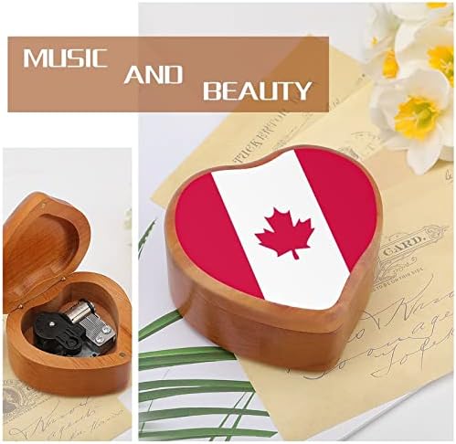 Kanadai Zászló Fa Music Box Antik Vésett Zenei Doboz Ajándék Születésnapi Karácsony Hálaadás