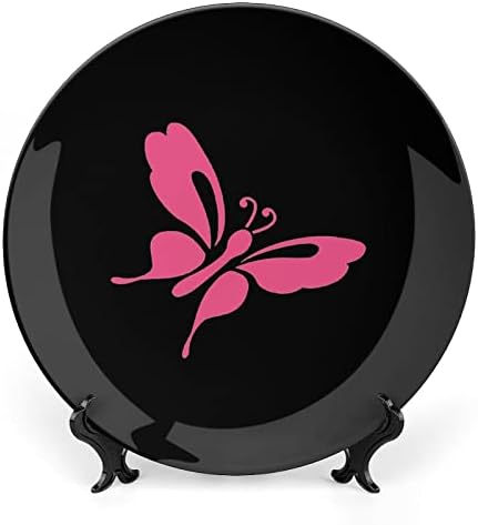 Rózsaszín Pillangó Régi porcelán Dekoratív tábla Display Állvány Aranyos Lemez Ajándék lakberendezés
