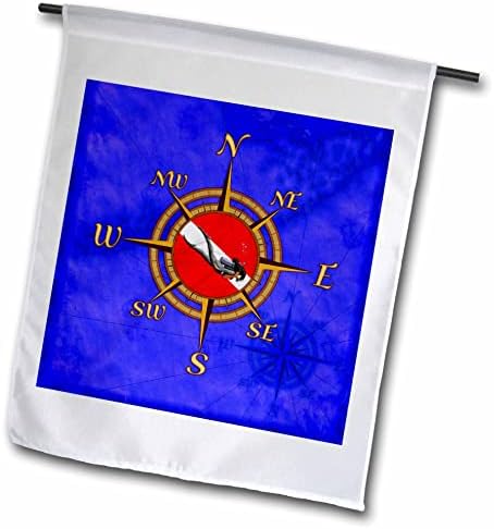 3dRose Tengeri merülés iránytű a női búvár, kék vitorlás térkép. - Flags (fl_358273_1)