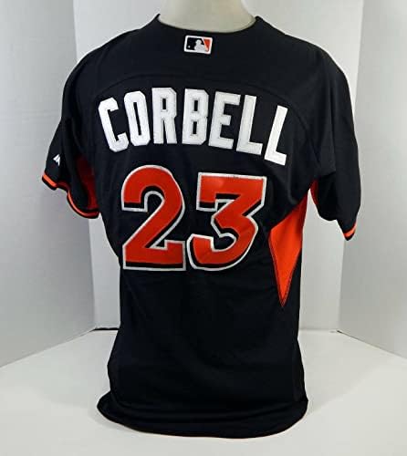 2014-16 Miami Marlins Charlie Corbell 23 Játék Kibocsátott Fekete Jersey ST BP 46 473 - Játék Használt MLB Mezek