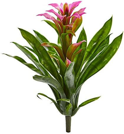 Szinte Természetes 15-be. Bromeliad Mesterséges Szett (4) Selyem Virágok, Lila