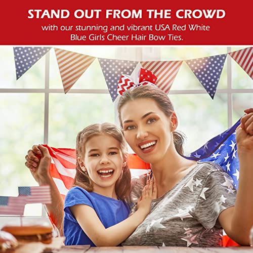 USA Piros, Fehér, Kék, Pompom Lányok Haját csokornyakkendőt Amerikai Zászló Csillogó Haj Szalagok, Masnik, a Rugalmas Döntetlen