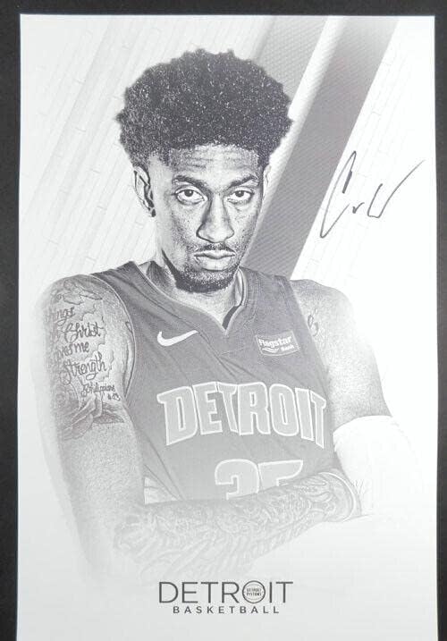 Keresztény Fa Alá 12 x 18 Litográfia Automatikus Aláírást Detroit Pistons - Dedikált NBA-Fotók