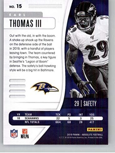 2019 Panini Abszolút Zöld 15 Earl Thomas III. Baltimore Ravens NFL Labdarúgó-Trading Card