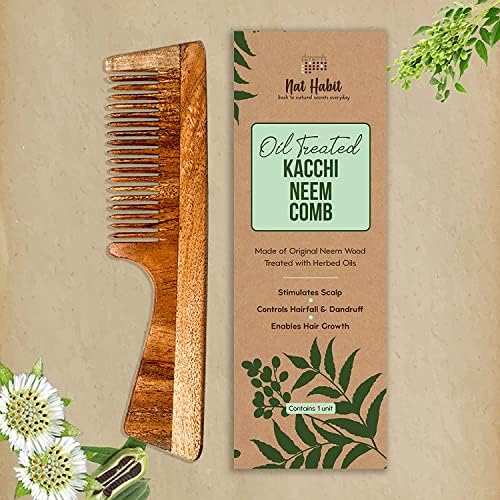 Buffo Kacchi Neem Comb, Fából készült Fésűt | a Haj Növekedését, Hairfall, Dandruff Control | Hajkiegyenesítő, Sima, fénylő Control