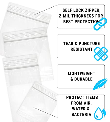 Amiff Zip Csomagokat 6 x 8, Csomag 100 Átlátszó Műanyag Ékszerek, Táskák, Cipzár, 2 Mil Vastag Polietilén Zárható Táskák, Egyéni