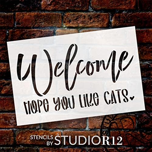 Üdv, Remélem, szereted a Macskák Lábtörlő Stencil által StudioR12 | DIY Lábtörlő | Craft & Festék Vicces Szó Art lakberendezés | Select