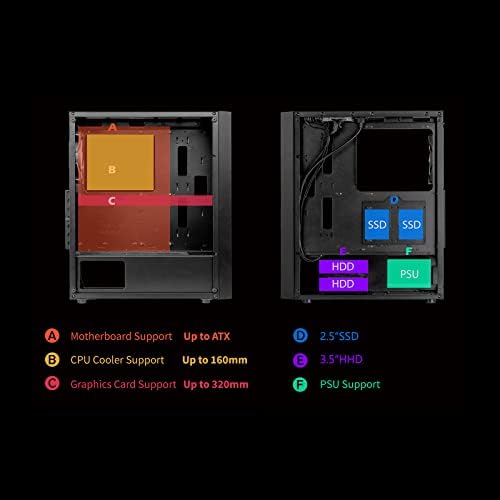 Raidmax X921 Háló Légáramlást, ami Edzett Üveg Játék PC Esetben a Rajongók, Előre Telepített 6 Statikus RGB Szín Rajongók, ATX Közepes