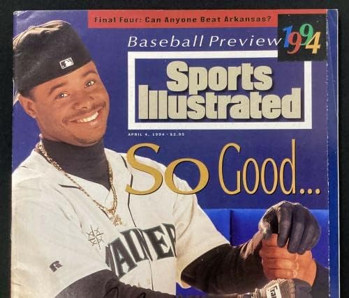 Ken Griffey Jr Aláírt Sports Illustrated 4/4/94 Nincs Címke Mariners Autogramot SZÖVETSÉG - Dedikált MLB Magazinok