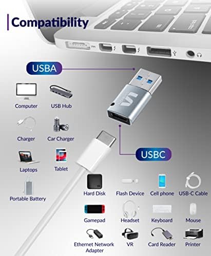 Uvision USB-C Női USB Férfi Adapter, 2 Csomag, USB Adapterrel a Töltés, Adatátvitel Gyors Sebesség akár 480 mbit / s, Kompatibilis
