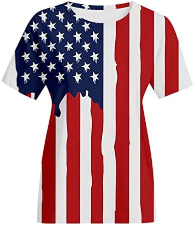 Amerikai Zászlós Póló Maximum a Nők július 4-Legénység Nyak Tee Rövid Ujjú Alkalmi Blúz