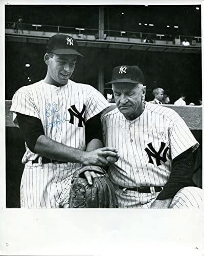 Casey Stengel HOF Bill Stafford Aláírt 8x10 Fotó NY Yankees Teljes SZÖVETSÉG Levelet - Dedikált MLB Fotók