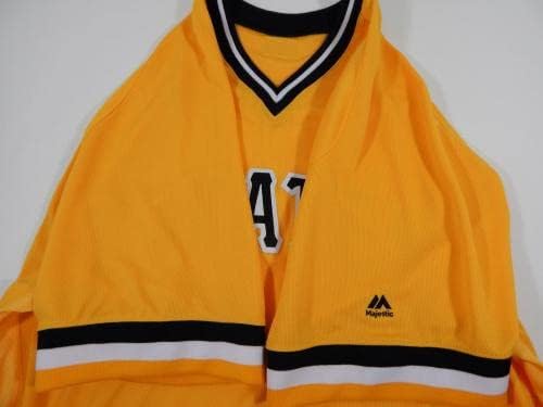 -17 Pittsburgh Pirates Üres Játék Kibocsátott Sárga trikót 1979 TBTC Retro 52 6 - Játék Használt MLB Mezek