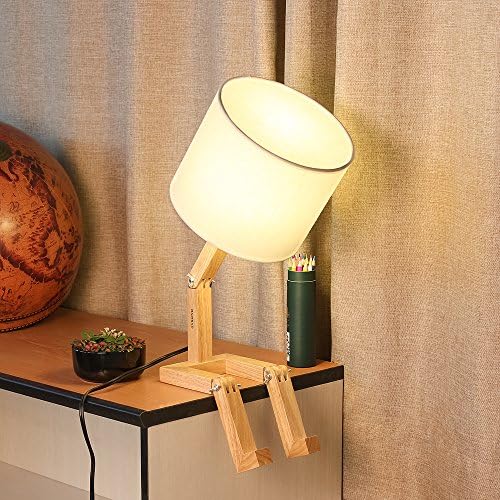 HAITRAL Aranyos asztali Lámpa - Kreatív asztali Lámpa, Fa Alap Változékony Alakú asztali Lámpa Hálószoba, Dolgozószoba, Iroda, Gyerek