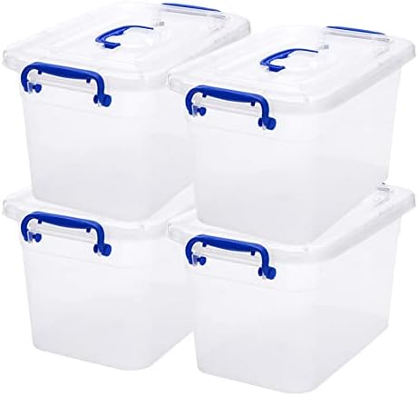 ZHENFAN 6.5 Liter Tiszta Tároló Retesz Doboz/Bin szemhéjakkal, 6.5 Literes Műanyag Szervezni Ládákat fogantyúval, 4 Csomag