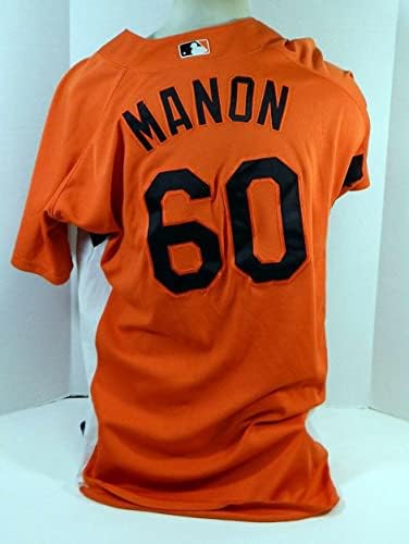 2007-08-Baltimore Orioles Julio Manon 60 Játékban Használt Narancssárga Mez BP Ext ST 48 8 - Game Használt MLB Mezek