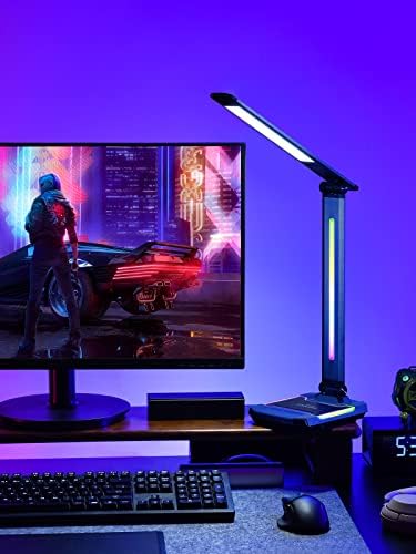 WILIT LED RGB Szerencsejáték-asztali Lámpa -, Hang-Aktivált Változó Színek, Ritmus Fény Vezeték nélküli Töltőt, USB Töltő