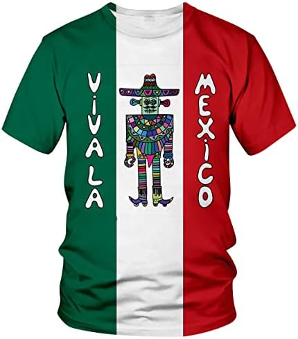 Cerbukt Férfi 3D-s Újszerű, T-Shirt, Mexikói Robot Sombrero, valamint Poncsó a Mexikói Zászló Színes Háttér Nyomtatás