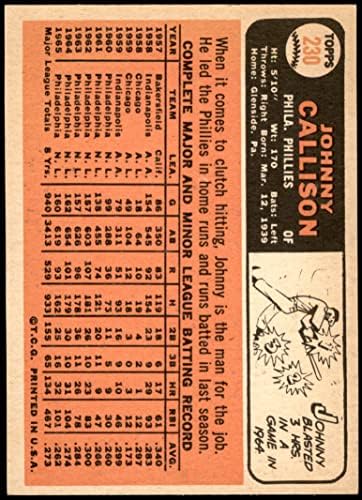 1966 Topps 230 Johnny Callison Philadelphia Phillies (Baseball Kártya) NM/MT Phillies