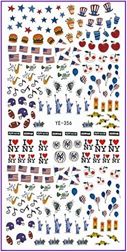 Zászló USA Love NY, New York Köröm Matricák Víz Transzfer Matrica DIY
