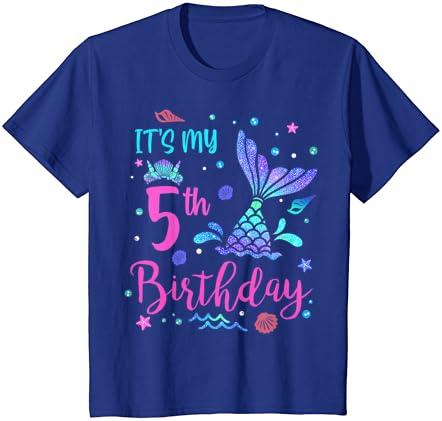 Annak Az 5. Születésnapi Sellő Lány Téma Fél 5 Éves, T-Shirt