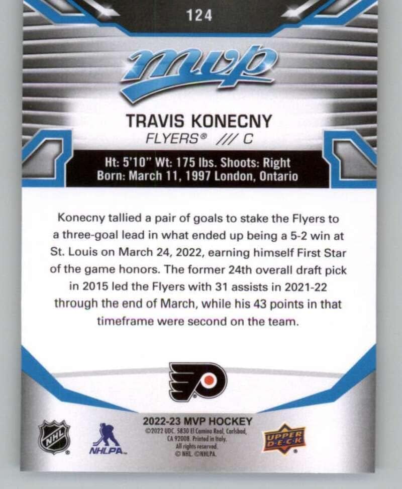 2022-23 Felső szint MVP 124 Travis Konecny Philadelphia Flyers NHL Jégkorong Trading Card