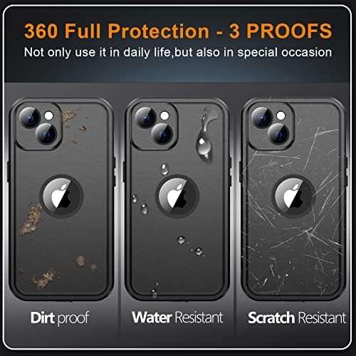 xiwxi Tervezett iPhone 14 Esetben,[Igaz 360 Teljes Test] [Katonai Dropproof & Karcolásálló ] [Porvédett], Beépített 9H HD Kamera,