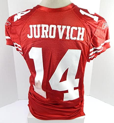 2010-ben a San Francisco 49ers Kevin Jurovich 14 Játék Kiadott Piros Mez 44 DP37159 - Aláíratlan NFL Játék Használt Mezek