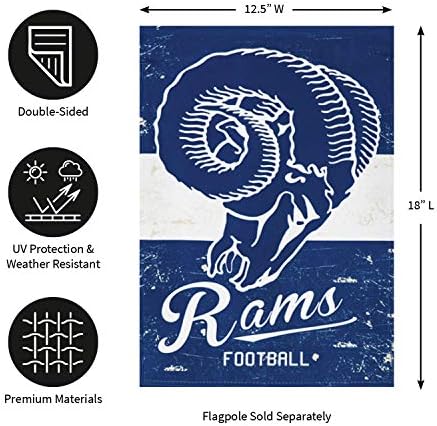 Csapat Sportok America Los Angeles Rams NFL Vintage Vászon Kert Zászló - 12.5 W x 18 H Szabadtéri Kétoldalas Dekorációval Jel Szurkolók