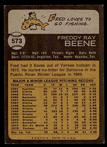 1973 Topps 573 Fred Beene New York Yankees (Baseball Kártya) EX/MT+ Yankees