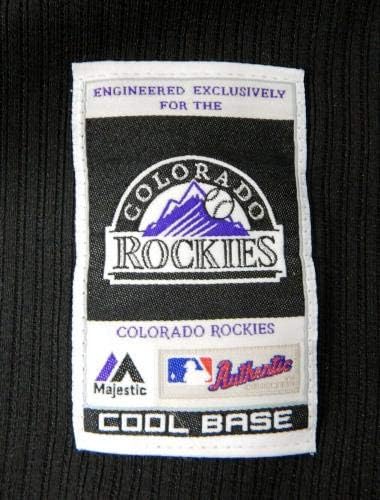 2014-15-ös Colorado Rockies 16 Játékban Használt Fekete Jersey gyakorlást ST DP02013 - Játék Használt MLB Mezek