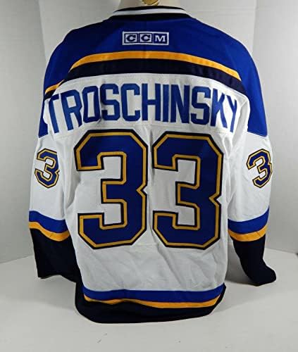 2001-02 St. Louis Blues Andrej Troschinsky 33 Játék Kiadott Fehér Jersey DP12246 - Játék Használt NHL-Mezek