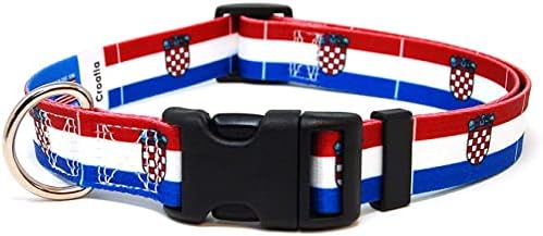 Horvátország Nyakörv | Horvátország-Zászló | gyorskioldó Csattal | Made in NJ, USA | Közepes testű Kutyák | 1 hüvelyk Széles