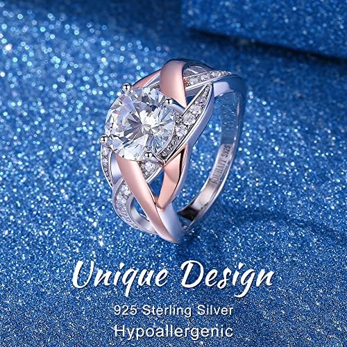 SOUHAIT 1.5-2.5 CT Személyre szabott Egyedi Évfordulós Gyűrű a Nők 5A D Színű Kerek Briliáns Gyémánt 925 Sterling Ezüst Infinity Halo