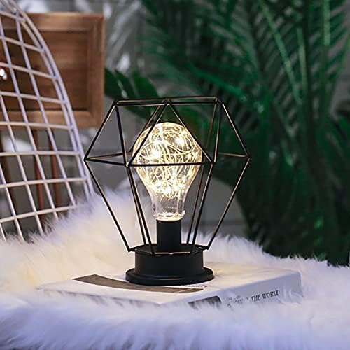 WONFAST Retro Fém asztali Lámpa, Üreges Gyémánt Alakú Vintage Edison-Izzó Réz Drót Olvasó Lámpa, Dekorációs Éjjeli Fények