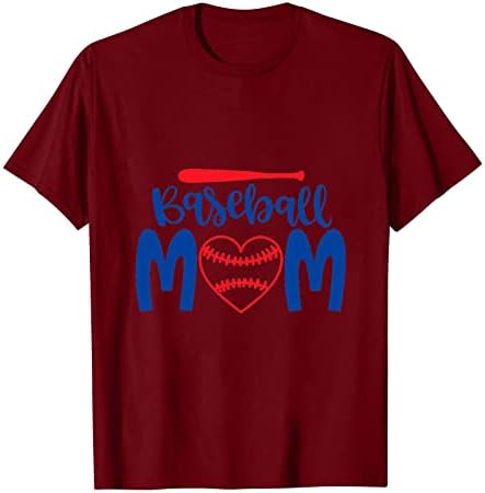 Baseball Anya Pólók Női Softball Szív Grafikus Felső Ingek Női Levél Nyomtatott Rövid Ujjú Nyári Laza Tshirt