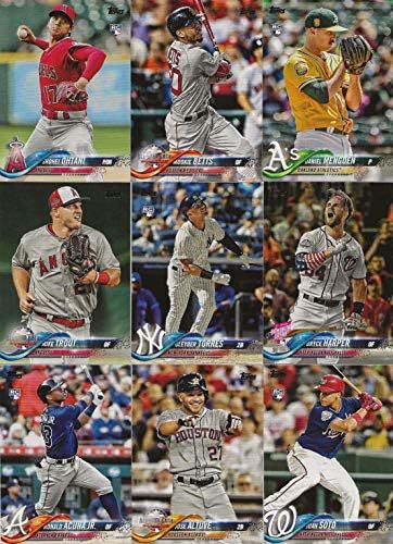 2018 Topps Forgalmazott MLB Baseball Frissítéseket, valamint Kiemeli, hogy a Sorozat Teljes Menta 300 Kártya Beállítása TÖLTÖTT Csillag Újonc
