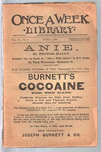 Egyszer Egy Héten Könyvtár 6/7/1892-Hector Malot-Anie-Burnett Cocoaine-VG
