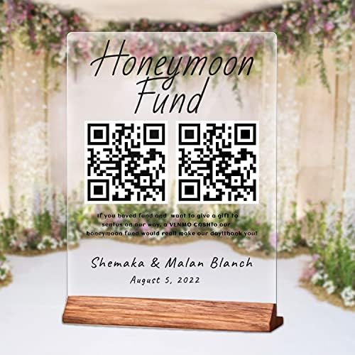 Nászút, Esküvő Alap Jel Személyre szabott Leolvasható QR Kód az Esküvői Egyéni Háttér Színe Venmo Készpénz App Modern Minimalista Esküvői Ajándék